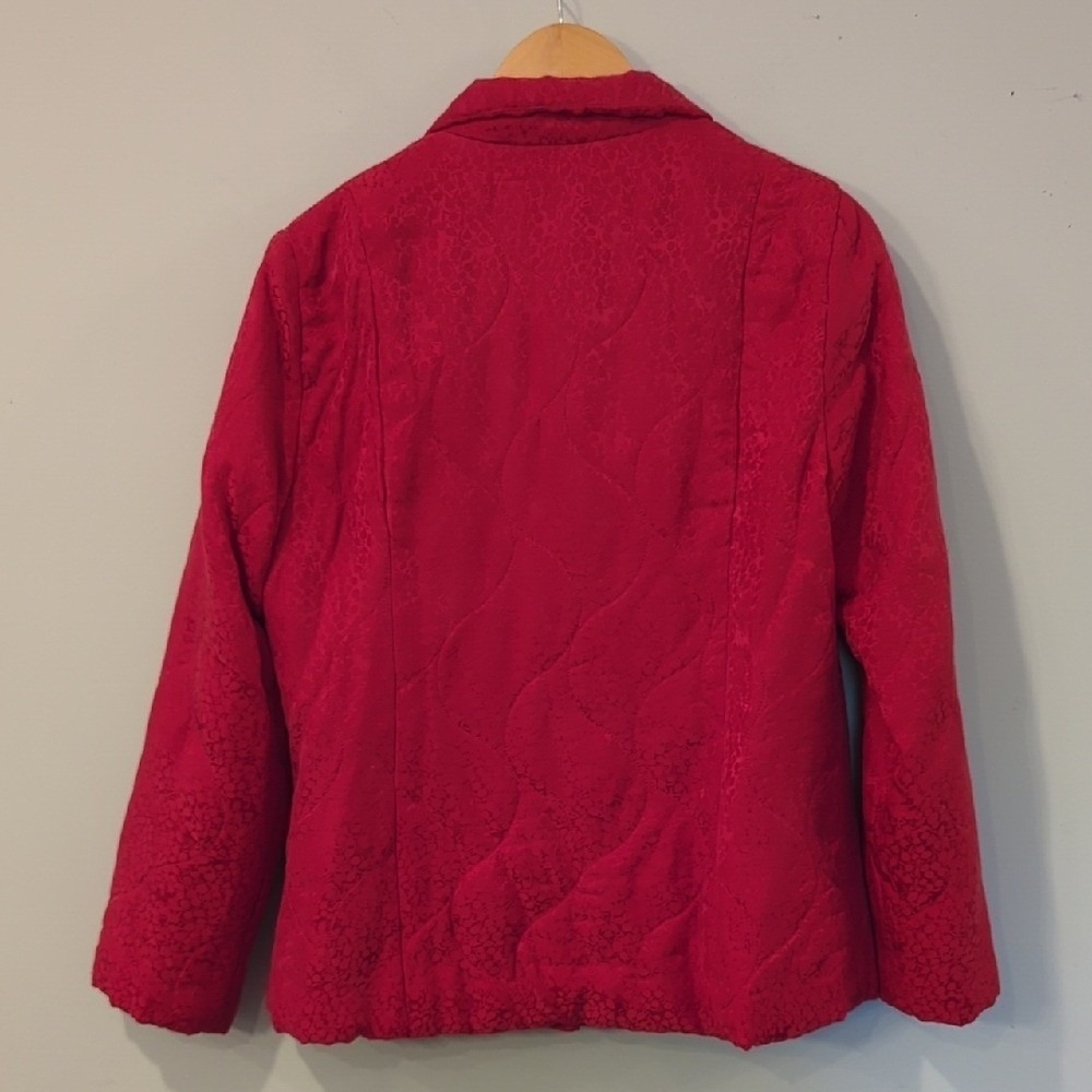 Silk‎ Quilted Jacket Red size Medium Pockets image 7